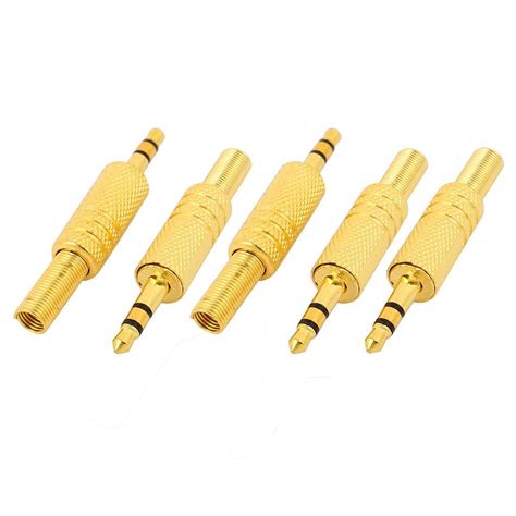 ELECTROPRIME 5 Pcs Gold-Plated Two-Channel Male Adapters Microphone ...