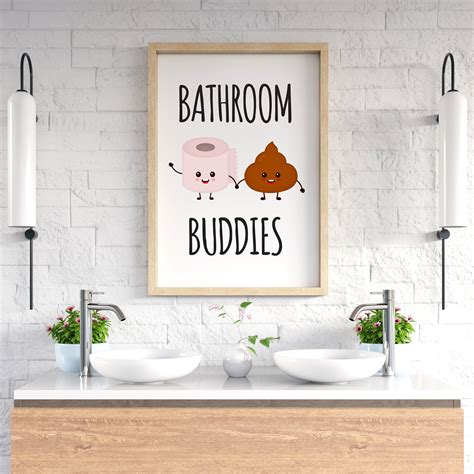 Bathroom Buddies, Funny Bathroom Art, PRINTABLE Art, Bathroom Decor ...