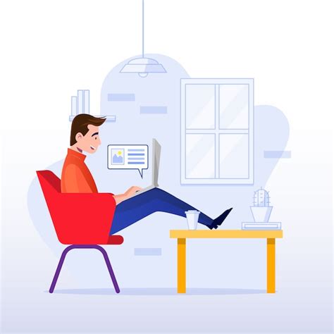 Telecommuting concept with man at home | Free Vector