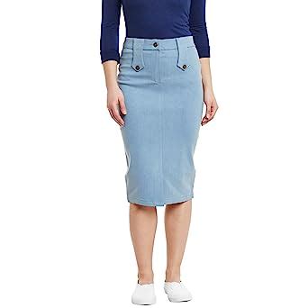 Buy Rider Republic Women's Pencil Midi Skirt (312090-30_Light Blue_30 ...