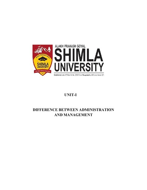 Management and Administration - UNIT-I DIFFERENCE BETWEEN ...