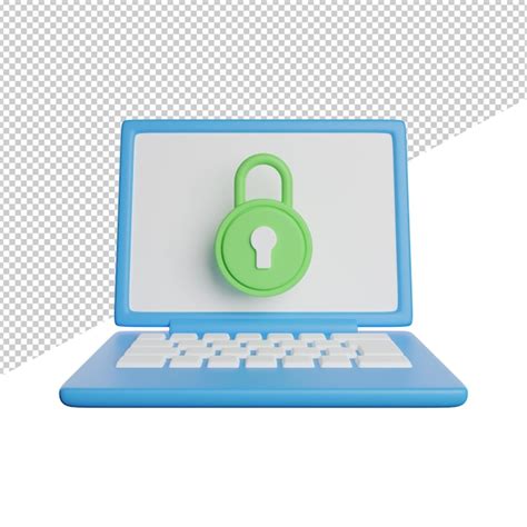Lockscreen laptop security front view 3d rendering icon illustration on ...