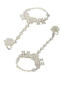 Buy Sanjog Embellished Kundan Moti Ring Bracelet Hathphool/Hand Harness ...