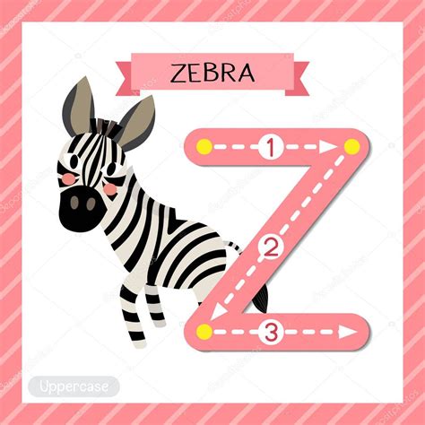 Letter Z uppercase cute children colorful zoo and animals ABC alphabet ...