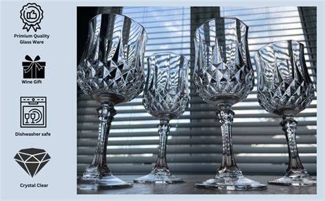 Buy VENTUOS Long Champ Diamax Wine Glasses (Set of 4), 250Ml, Clear ...