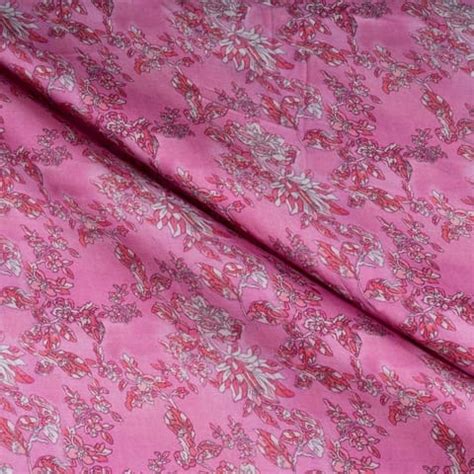 Premium Pink Colour Modal Satin Printed Fabric Fabric for Designers ...