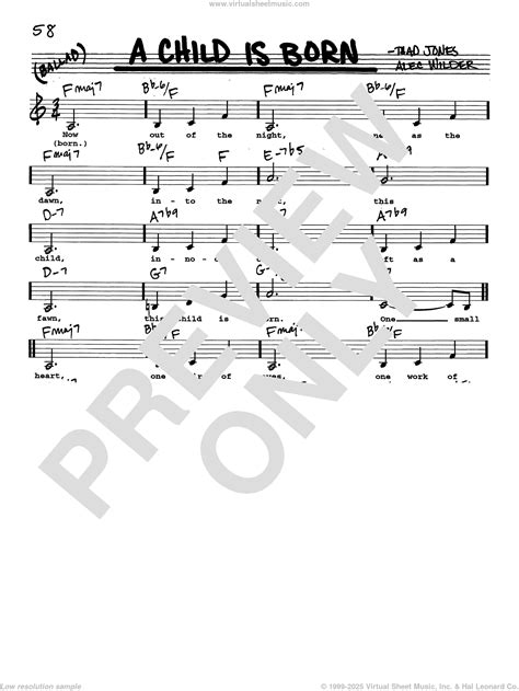 A Child Is Born (Low Voice) sheet music (real book with lyrics)