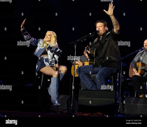 Nashville, USA. 28th Feb, 2024. Gwen Stefani and Blake Shelton onstage ...