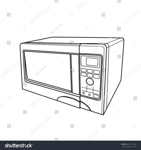 Illustration One Microwave Oven Line Drawing Stock Illustration ...