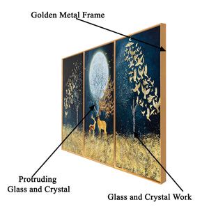 Buy Golden Majesty Crystal Glass Painting-Set of 3 | Dekor Company