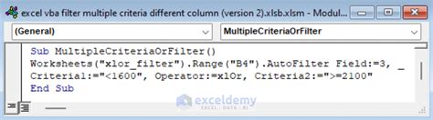 Image result for Excel VBA Multiple Filters