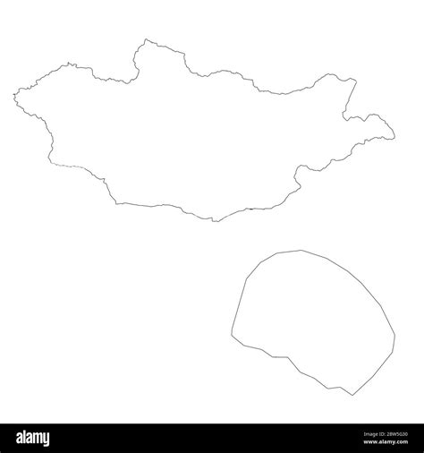 Vector map Mongolia and Ulaanbaatar. Country and capital. Isolated vector Illustration. Outline ...