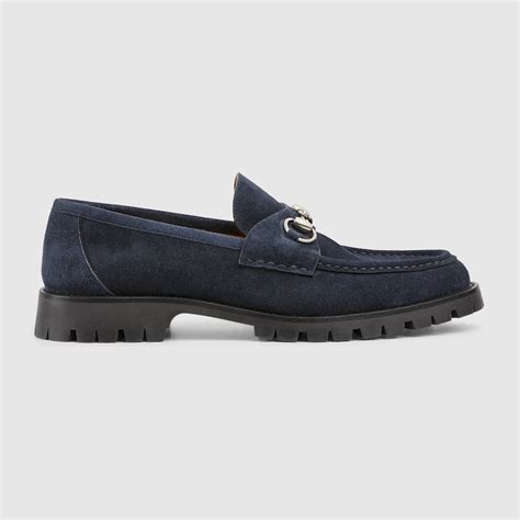 Men's loafer with Horsebit in blue suede | GUCCI® US