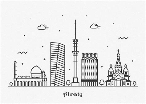 Almaty Cityscape Travel Poster Digital Art by Inspirowl Design - Pixels