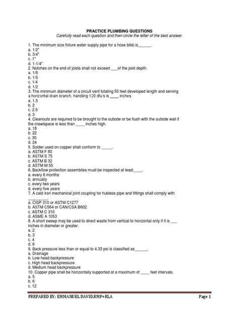 Plumber Test Questions 的图像结果