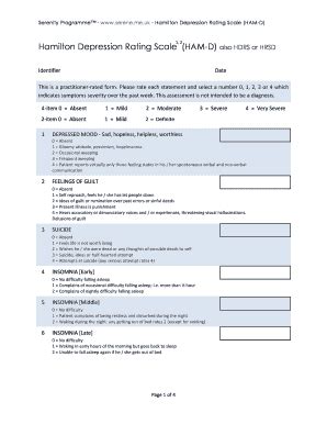 Hamilton Depression Rating Scale - Fill and Sign Printable Template Online