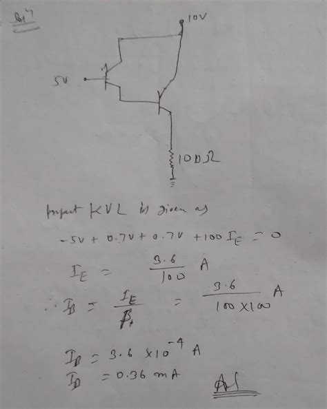 The base current in the first transistor of the following circuit ...