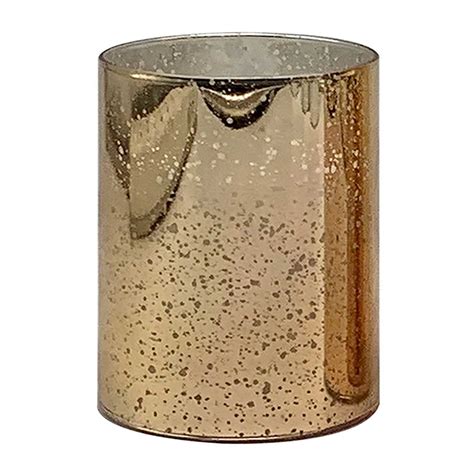 3-Pack Gold Mercury Glass LED Pillar Candles