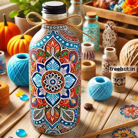 Mandala Bottle Decoration Ideas, Bottle Craft Ideas