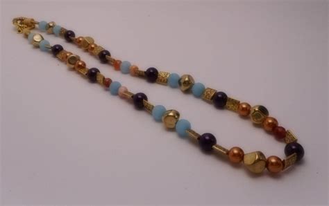Buy Blue and Fire Agate With Gold Tone Accents Necklace,womens Jewelry ...