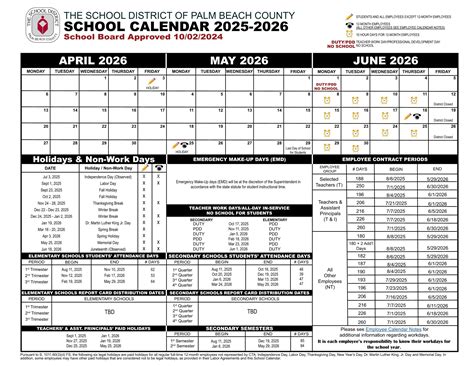 Palm Beach Schools County Calendar 25-26 [PDF] - EduCounty
