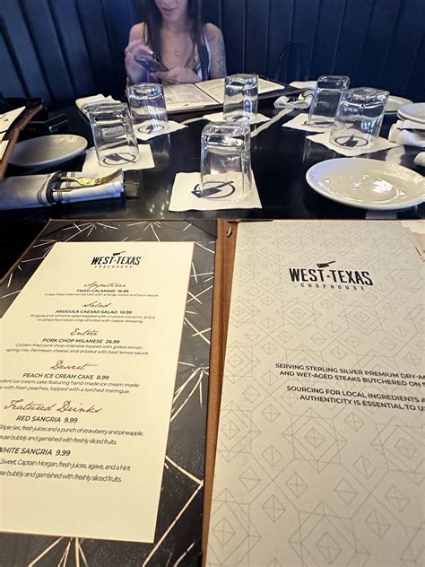 Menu at West Texas Chophouse Cimarron steakhouse, El Paso