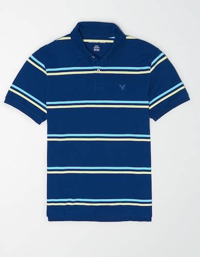 Buy American Eagle Men Navy Rugby Striped Polo Shirt Online - 490649