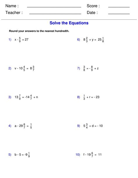 Solving One Step Equations Worksheet 的图像结果