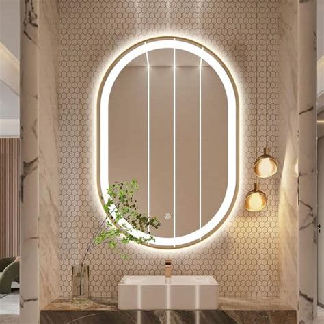 Buy PLAZZIO Glass Capsule Wall Led Mirror For Bathroom, Wash Basin With ...