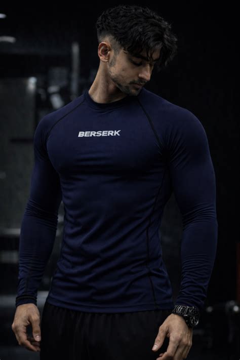Navy Full Sleeve Compression Tshirt – Berserk Mode