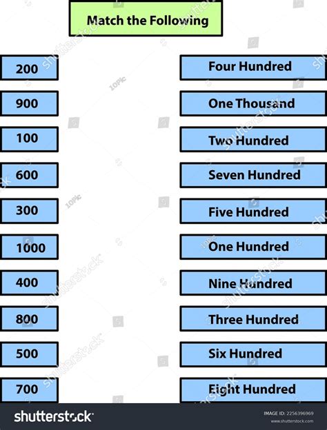 Match Following Number Name Number Worksheet Stock Vector (Royalty Free ...