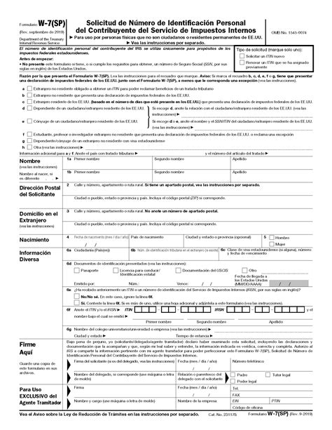 Free IRS Form W7 | ITIN Application - PDF – eForms