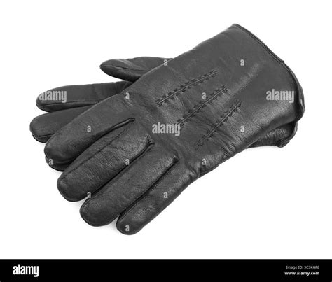 Men's black leather gloves isolated on white background Stock Photo - Alamy