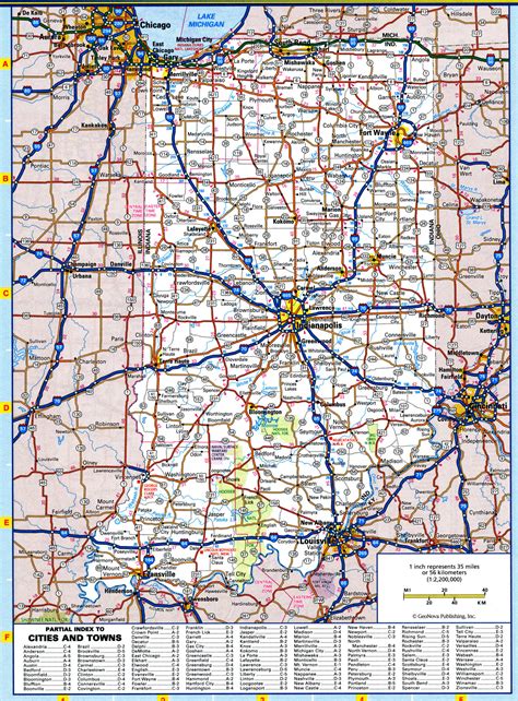 Map of Indiana roads and highways. Free printable road map of Indiana