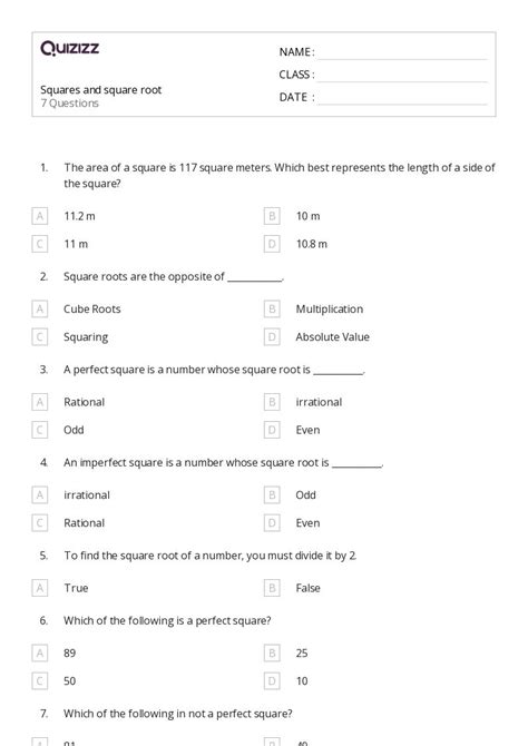 50+ Squares worksheets for 5th Class on Quizizz | Free & Printable