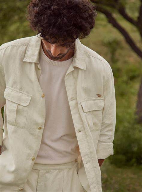 Andamen Cream Linen Overshirt