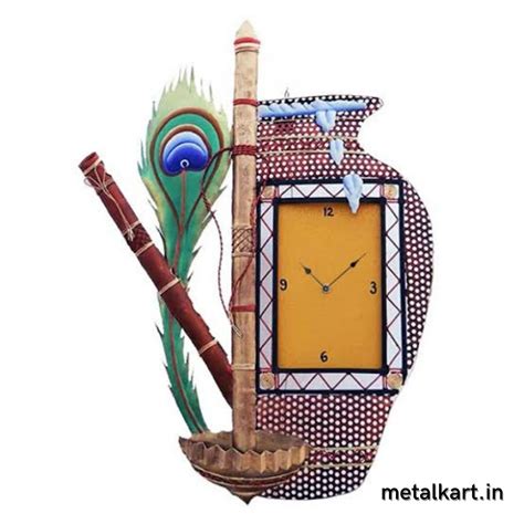 Makhan morpankhi wall clock (24 x 18 Inches) - Punam Metalcrafts