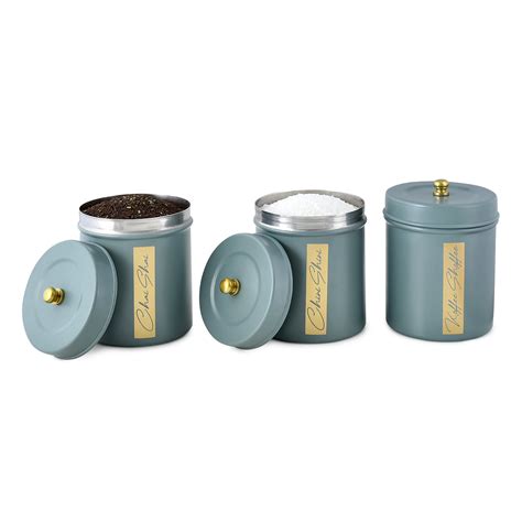 Elan Stainless Steel Round Chai, Cheeni & Coffee Multipurpose Canister ...