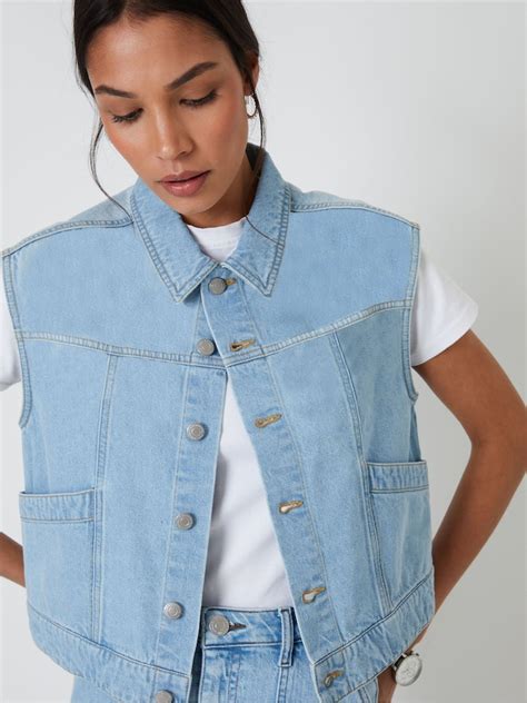 Buy Threadbare Blue 100% Cotton Sleeveless Boxy Denim Jacket Vest from ...