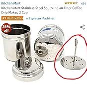 Buy Stainless Steel South Indian Filter Coffee Drip Maker (2 Cup ...