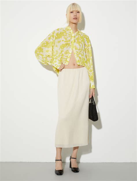 Pleated jersey skirt, white | MAX&Co.