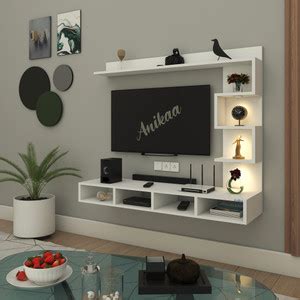 ANIKAA Lame LED Light TV Unit Engineered Wood TV Entertainment Unit ...