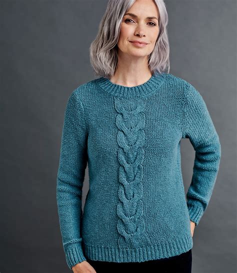 Teal Blue | Womens Cotton Cable Detail Sweater | WoolOvers US