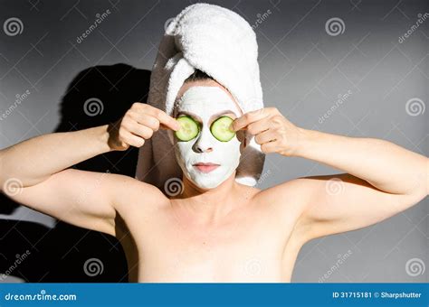 Cucumbers over Eyes stock image. Image of aging, bathroom - 31715181