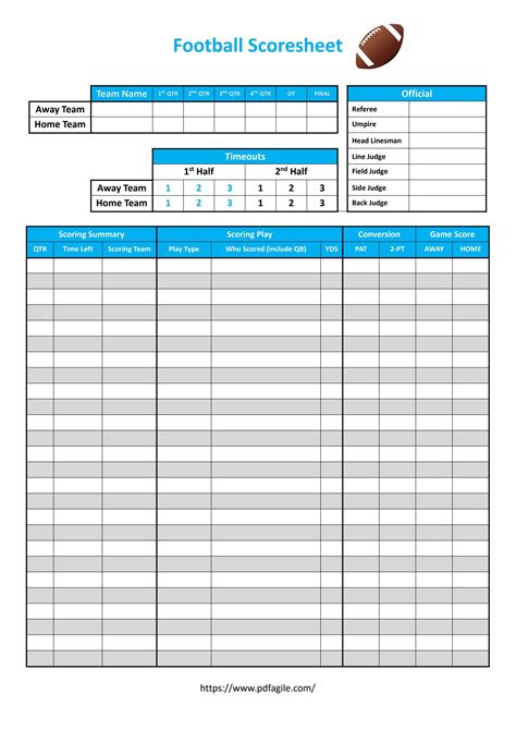 Scoresheet PDF Templates | PDF Agile