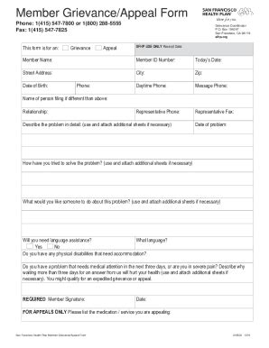 Fillable Online Fillable Online Molina Healthcare Member Grievance ...
