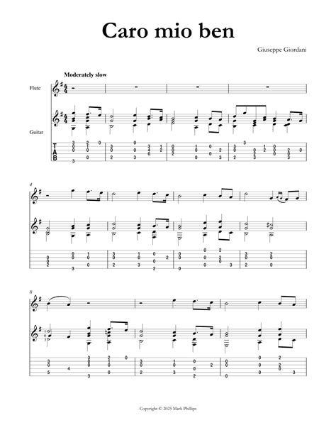 Caro mio ben (arr. Mark Phillips) by Giuseppe Giordani Sheet Music for ...