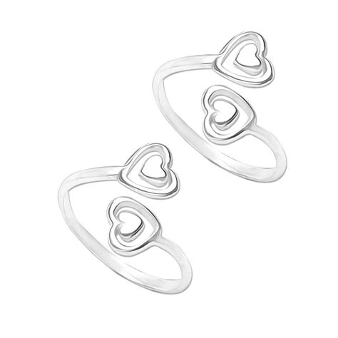 Buy 925 Sterling Silver Double Heart Design Toe Ring for Women | TrueSilver