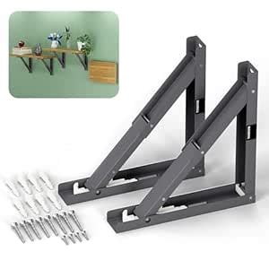 Buildskill 12" Folding Shelf Bracket, 1.2mm Heavy-Duty Folding Table ...