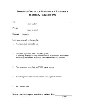 Fillable Online Biography Request Form 11 - Tennessee Center for Fax ...